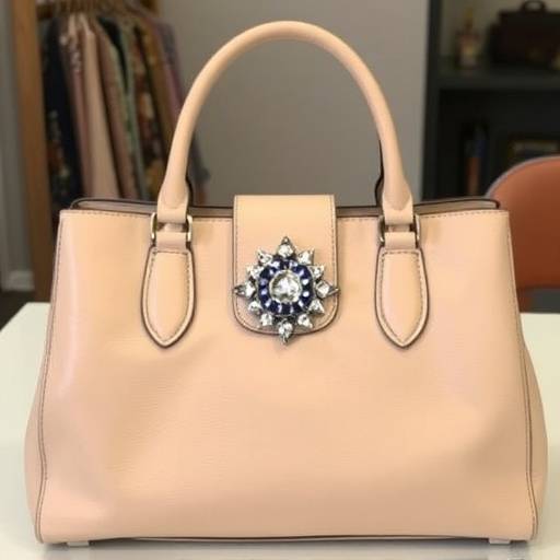 Borsa a mano in pelle beige con chiusura gioiello