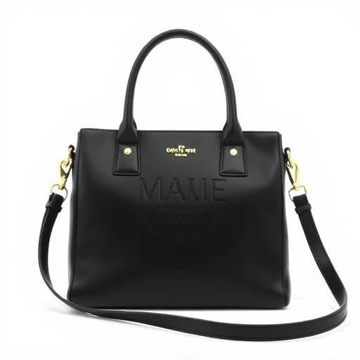 Borsa a mano in pelle di vitello nera con tracolla removibile e finiture dorate, un classico senza tempo.