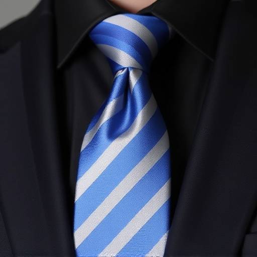 Cravatta in seta con motivo a righe blu e grigie, un accessorio classico e raffinato per un look professionale.