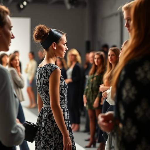 Fotografo che scatta foto durante le prove generali della sfilata