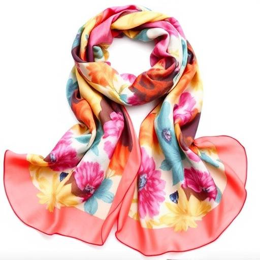 Foulard di seta multicolore con stampa floreale