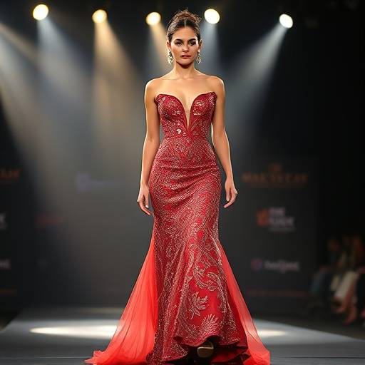 Modella che indossa un elegante abito da sera durante la sfilata Autunno/Inverno 2023