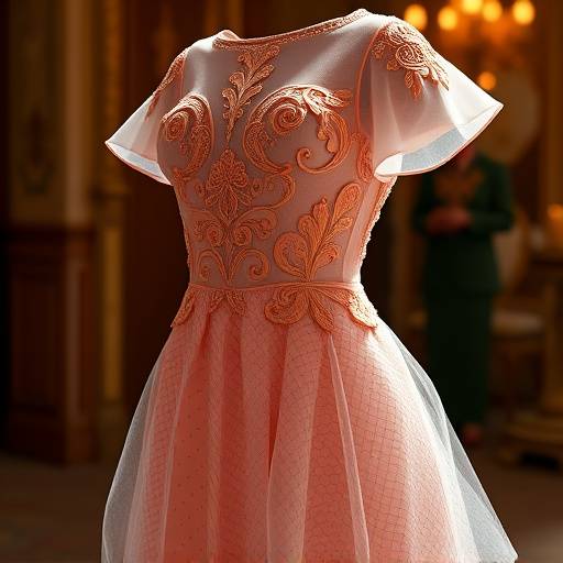 Presentazione virtuale di un abito da cocktail con dettagli intricati per la collezione Primavera/Estate 2022